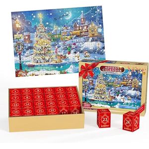 Advent Calendar 2025 Puzzle, Jigsaw Puzzle Advent Calendar 2025, 24 Days Christmas Puzzle Countdown Calendar, 1008 Pieces Advent Calendar Puzzle Game for Boys and Girls, Christmas Decoration for Home