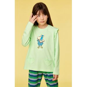 Woody Meisjes-Dames pyjama groen - maat XXL