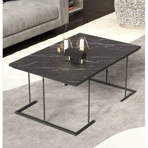 Artiva Salontafel Zwart met Marmerlook – Modern en Stijlvol - Salontafels - 90x60x41 cm