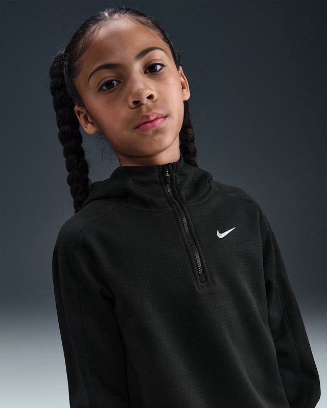 Nike - Therma-FIT Top - Wit - Korte Rits - Voor Kids