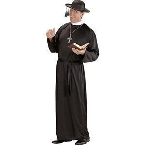 Widmann - Monnik & Pater & Priester Kostuum - Zegenende Priester Kostuum Man - Zwart - Small - Carnavalskleding - Verkleedkleding