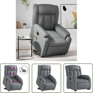 vidaXL Massagerstoel - Sta-op-massagestoel - Sta-op-massagestoel elektrisch kunstleer grijs - Ergonomische Stoel - Fauteuil - Loungestoel