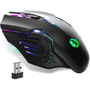 Draadloze Oplaadbare Gamingmuis met RGB LED - Ergonomisch Ontwerp - 4800 DPI Compatibel met PS4, PS5, Xbox en PC