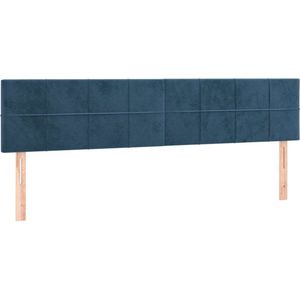 VidaXL Hoofdborden - Set van 2 - 100x5x78/88 cm - Fluweel Donkerblauw