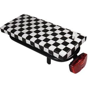 Hooodie Cushie Black Checkered - zacht en retro fietskussentje voor op bagagedrager