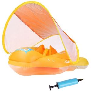 Goodz4All Zwemband Baby Float Baby Zwemband met Zonnescherm Peuter Zwemband Oranje Maat L met Handpomp en Repair Patch