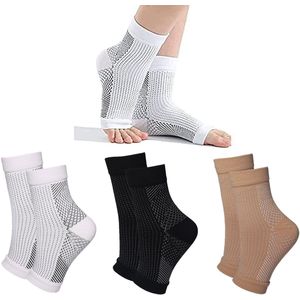 Compressiekousen Voor Dames En Heren - Enkelondersteunende Mouwen - Ondersteuning Voetboog Hiel En Voetzool 3 Paar - Sport En Dagelijks Gebruik In Neutrale Kleuren