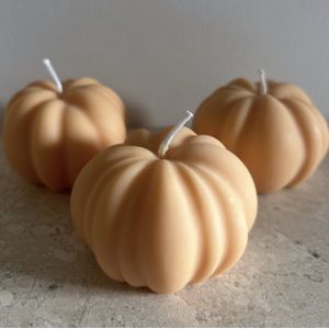 MinaCasa - Oranje Pompoen geurkaarsenset - Pumpkin Spice geur - 3 delig - herfst - Pumpkin - woondecoratie