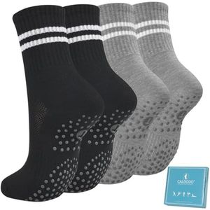 Antislipsokken voor Dames - 4 Paar Yogasokken, Maat 39-42, Comfortabele en Ademende Sokken met Noppen