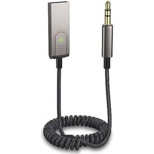 Bluetooth 5.1 Adapter voor Auto - Draadloze Aux Ontvanger met Microfoon voor Handsfree Bellen en Muziek