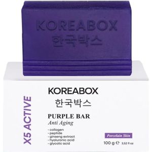 KOREABOX Purple Bar - 5x Meer Effectiever Natuurlijk Anti-Aging Zeep met Collageen, Ginseng & Hyaluronzuur Voor Gezicht & Lichaam – 100 gram, Korean Skincare, Porcelain Skin