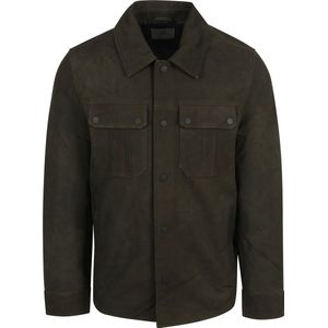 Suitable - Jacket Suede Olijfgroen - Heren - Maat L - Regular-fit