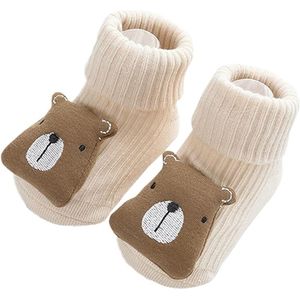 Kindersokken - Sokken - Cartoonsokken - Vloersokken - Antislip en Warm - Geschikt voor 1-3 jaar - Kerstsokken - Dik - Wintersokken - Comfortabele Sokken - M - Beige