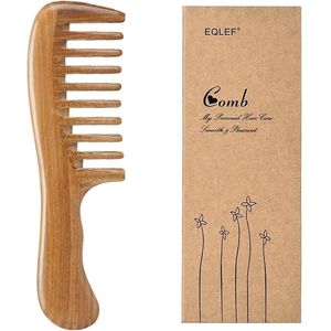 Houten Kam - Anti-Statisch Handgemaakte Kam met Brede Tanden - Natuurlijke Haarverzorging