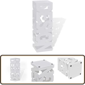vidaXL Parapluhouder - Wit - Vierkant - 48,5 cm Parapluhouder - Wit Parapluhouder - Staal Parapluhouder - Moderne Parapluhouder - Decoratieve Parapluhouder