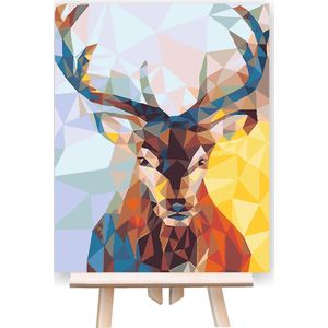 Schilderen Op Nummer Volwassenen - Do It Yourself Paintings - Hert - Cool Deer - Gewei - Dieren - 40x50 cm - Canvas