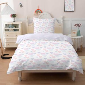 Boraboi® Schattige Kinderbeddengoedset met Hartjes en Kussensloop - 135 x 200 cm - Paars Design
