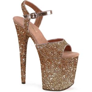 Pleaser - FLAMINGO-810LG Sandaal met enkelband, Paaldans schoenen - Paaldans schoenen - 39 Shoes - Goudkleurig/Champagne