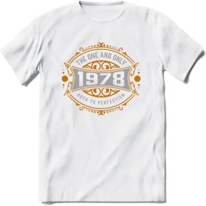 1978 The One And Only T-Shirt | Goud - Zilver | Grappig Verjaardag  En  Feest Cadeau | Dames - Heren | - Wit - XL