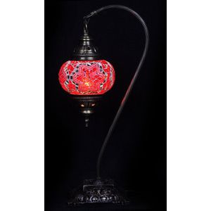 Turkse Lamp - Tafellamp - Boogmodel - Mozaïek Lamp - Marokkaanse Lamp - Oosters Lamp - ZENIQUE - Authentiek - Handgemaakt - Rood