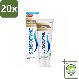 20 x Sensodyne - Tandpasta - MultiCare - Complete Tandverzorging - 75 ml - Grootverpakking - Tandpasta Gevoelige Tanden - Tandplak Verwijderen - Tandglazuur Versterken - Gevoeligheid Tanden - Mondverzorging