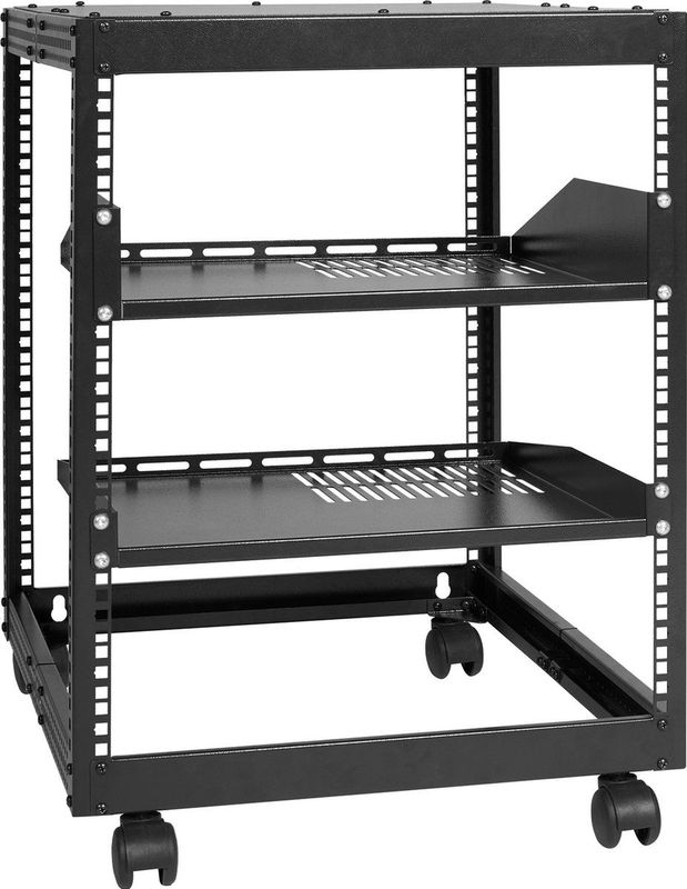 VEVOR 12u Open Frame Server Rack 58.5-101.6cm/23-40"" Verstelbare Diepte Vrijstaand/Wandgemonteerd Netwerk Server Rack 4 Posten Av Rack Met Wielen voor Al Uw Netwerk It Apparatuur Av Apparatuur