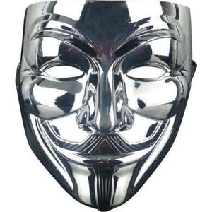 TECQX Anonymous Masker - Zilver - Vendetta - Guy Fawkes - Mask - Leuk voor Halloween - Verkleedpartijtje - 2 Stuks