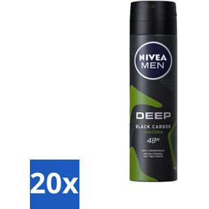 Nivea - Men - Deodorant - Spray - Deep Black Carbon Amazonia - 150 ml - Bulkverpakking - 20 stuks
