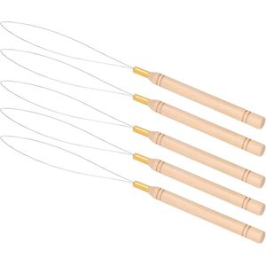 5 STKS Haarverlenging Lus Naald Kit Anti Slip Beuken Handvat Trekhaak Naald voor Tuften.