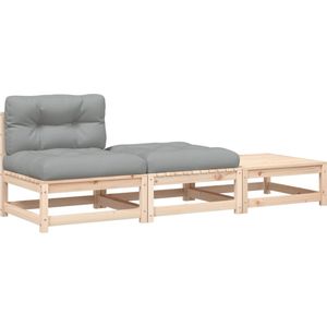 vidaXL Tuinbank met kussens en voetenbanken Tuinbank - Lounge Set - Buitendrank - Teak Hout - Granenhout