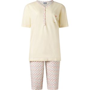 Lunatex - dames shortama 124220 - zomer pyjama - geel - maat XL