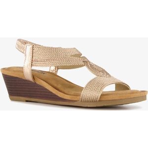 Blue Box dames sandalen met sleehak champagne - Goud - Maat 36