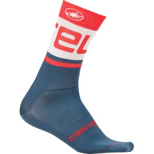 Castelli Fietssokken Zomer Heren Blauw Rood - CA Free Kit 13 Sock-Light Steel Blue/Red - S/M