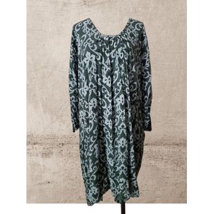 Dames jurk wijd model print groen One size