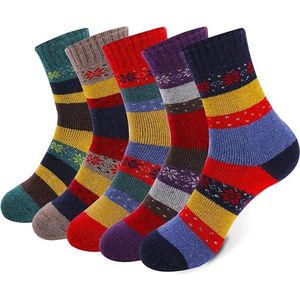 Warme Wintersokken voor Dames, 5 paar Dikke Thermische Sokken voor Koud Weer, Maat 35-42