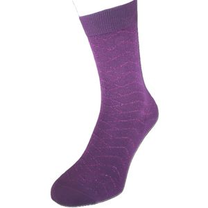 Bonnie Doon Katoenen Dames Sock met subtiel Glitter van zachte Lurex in vlecht patroon Paars maat 36/42 - paarse dames sokken - ton sur ton glitter - feestelijk - chique - casual - gladde teennaad - Katoen - Comfortabel - Gloxinia - BP251101