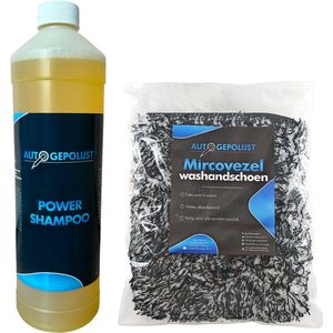 Auto Gepolijst Autowashandschoen Zwart + Auto Shampoo – Auto Wassen – Auto Poetsen – Auto Was Set – Auto Spons