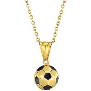 Ketting Heren met Voetbal Hanger - Goud Kleurig - Kettingen Heren Jongens Meisjes - Cadeau voor Man - Mannen Cadeautjes