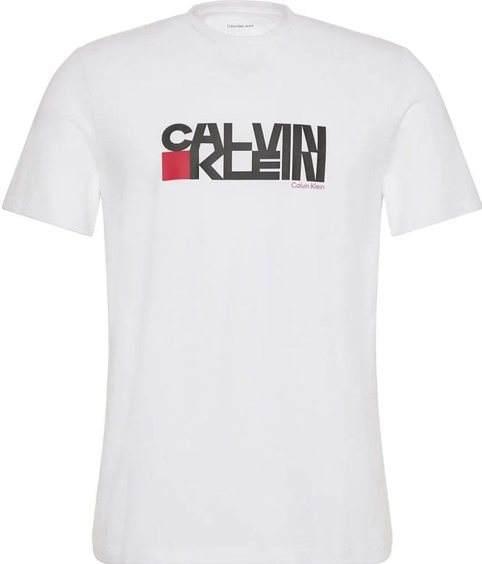 Calvin Klein - T-shirt - Rood/Zwart/Wit - Normale Pasvorm - Kwartmouw