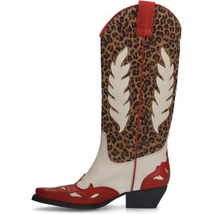 Sacha - Dames - Leopard cowboylaarzen met rode details - Maat 36