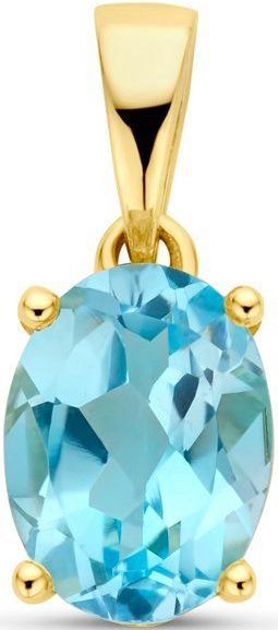 14K geelgoud hanger blauw topaas 4028715