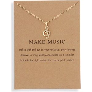 Bixorp Luck Geluksketting met Muzieknoot Goudkleurig - Afscheidscadeau - Cadeau voor Haar / Dames / Vriendin / Mama / Vrouwen - Ketting met Octaaf Hanger
