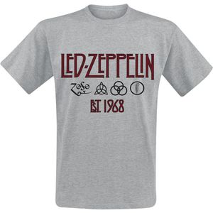 Led Zeppelin Symbols Est. 1968 Heren T-shirt - gemêleerd grijs - S