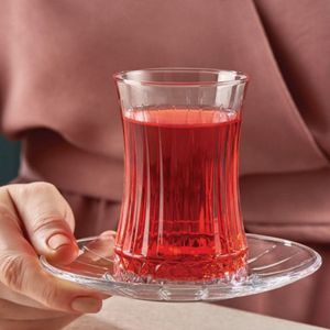 Pasabahce Elysia – Turkse Theeglazen Set Met Onderzetters – 12-Delig – 6-Persoons