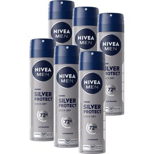 NIVEA MEN Silver Protect Dynamic Power Deodorant Spray - Anti-transpirant 72 uur bescherming - Voordeelverpakking - 6 x 150 ml