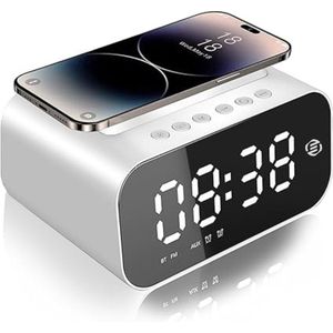 Equivera Wekkerradio - Wekkerradio - Klokradio - 4-In-1 Digitale Wekker - Draadloos Laadstation - Bluetooth - LED-Display - Sluimerfunctie