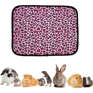 Strooiselmat - Bodembedekking Voor konijnen en knaagdieren - Fleece - 60x45 cm - Roze luipaardprint