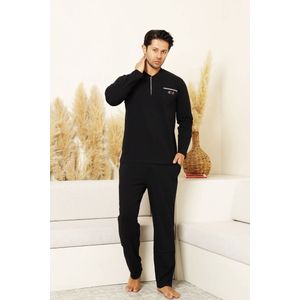 Alimer - Heren Pyjama Set - Marineblauw - Henley-hals 3-knoops - Maat L