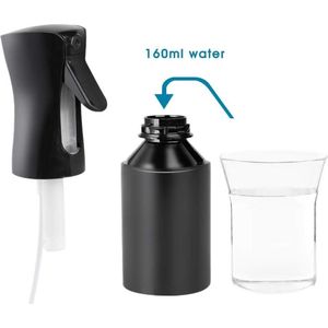 Sproeiflessen, continue, ultra fijne mist, lege waterflessen, kappersspray, flessen, salon, kapper, haargereedschap, watersproeier (160 ml, zwart)