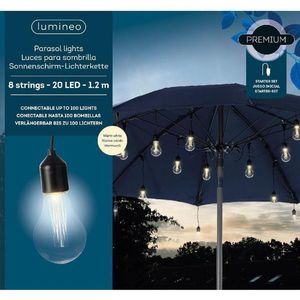 Lumineo Led Parasolverlichting - Lichtsnoer - Partylights - Sfeerverlichting tuin - L120cm - 20lampjes